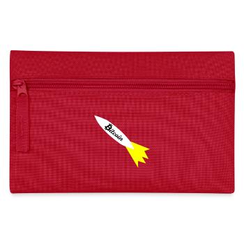 Bitcoin Rocket Print - Pencil Case - red - Front