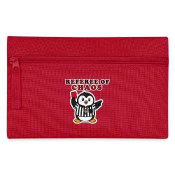 Lustige Pinguin-Fußball-Schiedsrichter-Aufkleber-Kunst - Federtasche - Rot - Vorne