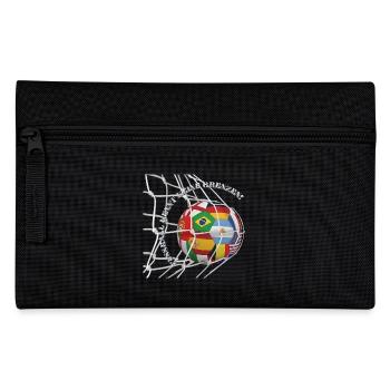 Football knows no boundaries – World ball in the goal net - Pencil Case - black - Front