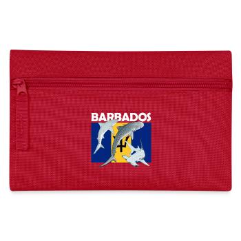 Flag of Barbados Tiger Shark Hammerhead Shark - Pencil Case - red - Front