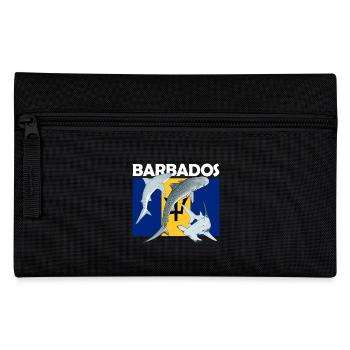 Flag of Barbados Tiger Shark Hammerhead Shark - Pencil Case - black - Front