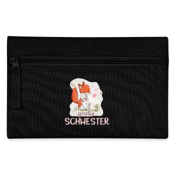big sister unicorn fox bunny hug - Pencil Case - black - Front
