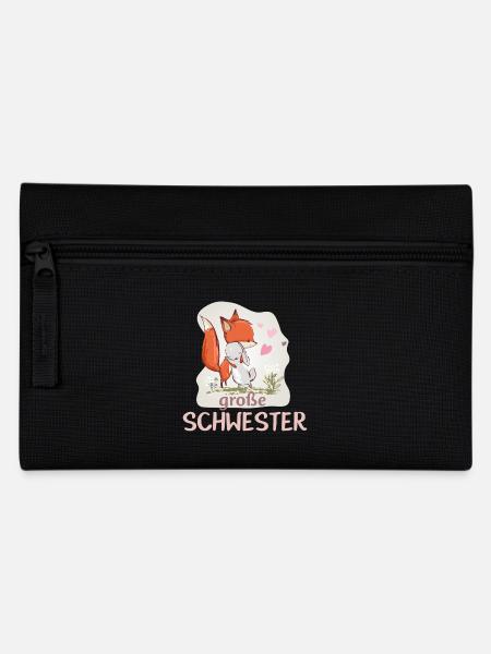 große Schwester Einhorn Fuchs Hase Umarmung - Federtasche - Schwarz
