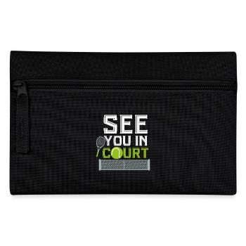 See You in Court Tennis Sport Ballsport Rasen Sand - Federtasche - Schwarz - Vorne