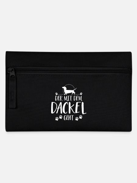 DER MIT DACKEL GEHT Wilsigns Hundespruch Hunde - Federtasche - Schwarz