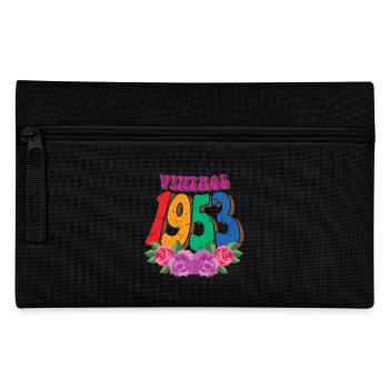 Fleur rétro 1953, 70 ans Cadeau 70e anniversaire - Trousse - noir - Devant