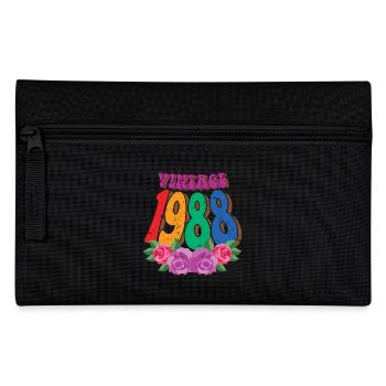 Retro Blume 1988, 34 Jahre alt 34. Geburtstag Geschenk - Federtasche - Schwarz - Vorne