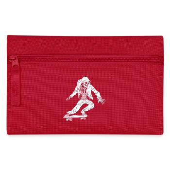 White skeleton on skateboard - Pencil Case - red - Front