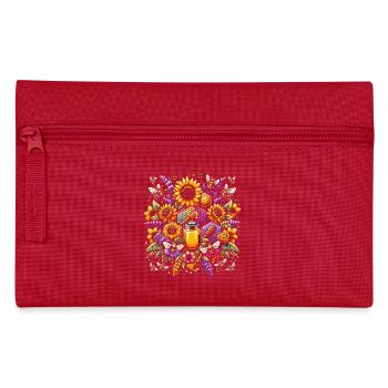 Vibrant, colorful artwork with bees - Pencil Case - red - Front