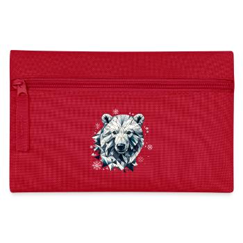 Geometric Polar Bear Head - Polygons Motif - Pencil Case - red - Front