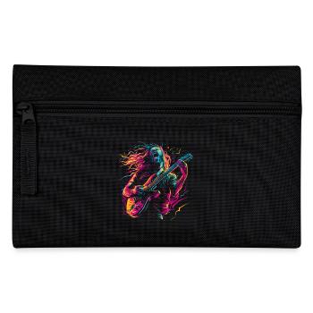 Guitarist Electric Guitar Rock Punk Metal Splash Neon - Pencil Case - black - Front