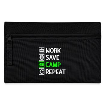 Work, Save, Camp, Repeat - Camping Spruch - Pencil Case - black - Front