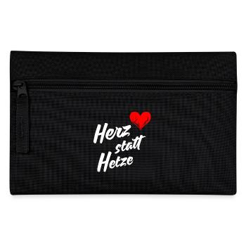 Herz statt Hetze - Federtasche - Schwarz - Vorne