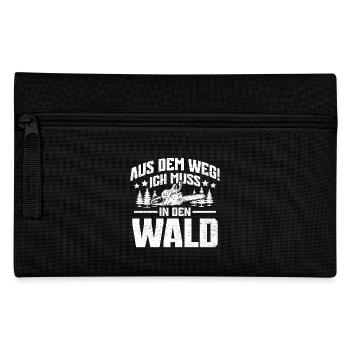 Aus dem Weg ich muss in den Wald Holzfäller Spruch - Federtasche - Schwarz - Vorne