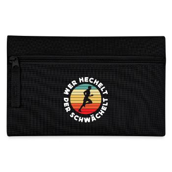 Wer Hechelt Der Schwächelt - Retro Sunset Lustiges - Federtasche - Schwarz - Vorne