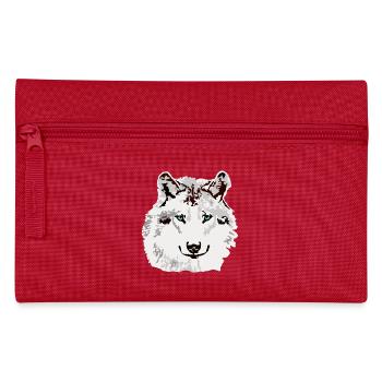 Weisser Wolf blaue Augen - Federtasche - Rot - Vorne