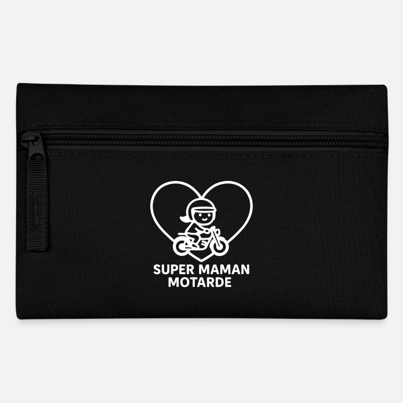 Super Biker Mom – Heart Motorcycle Motorcycle Biker - Pencil Case - black