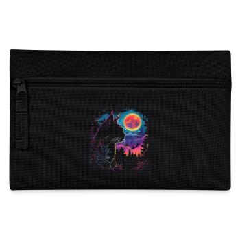 Katzenschlaf in Neon-Nacht - Federtasche - Schwarz - Vorne