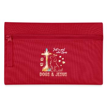 Hunde Liebe Jesus Lichtkreuz - Federtasche - Rot - Vorne