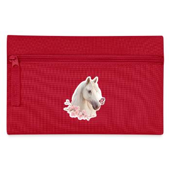 Pferd mit Schmetterling - Federtasche - Rot - Vorne