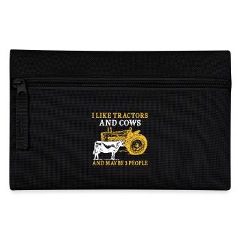 i like tractor and cows and maybe 3 people - Pencil Case - black - Front