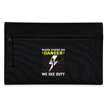 Lineman Duty Danger Brave Dedicated Hero - Pencil Case - black - Front