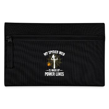 Lineman Halloween Spider Web Power Lines Spooky - Pencil Case - black - Front