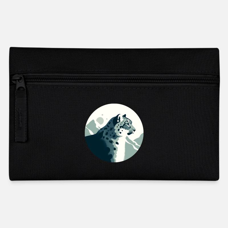 Schneeleopard - Federtasche - Schwarz