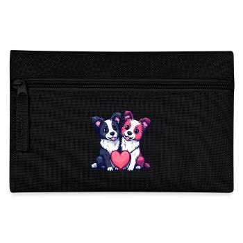 Border Collie Hunde Paar Liebe Valentinstag - Federtasche - Schwarz - Vorne