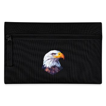 Eagle Head Low Poly Logo Design - Pencil Case - black - Front