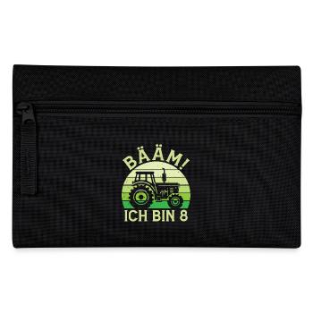 Ich bin 8 Jahre Drei Junge 8. Geburtstag Traktor - Federtasche - Schwarz - Vorne