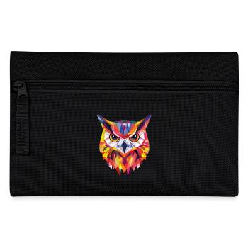 Low Poly Eule – modernes Design für Schlaue - Federtasche - Schwarz - Vorne