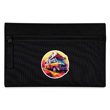 Retro Camping Design – Tente et camping-car low poly - Trousse - noir - Devant
