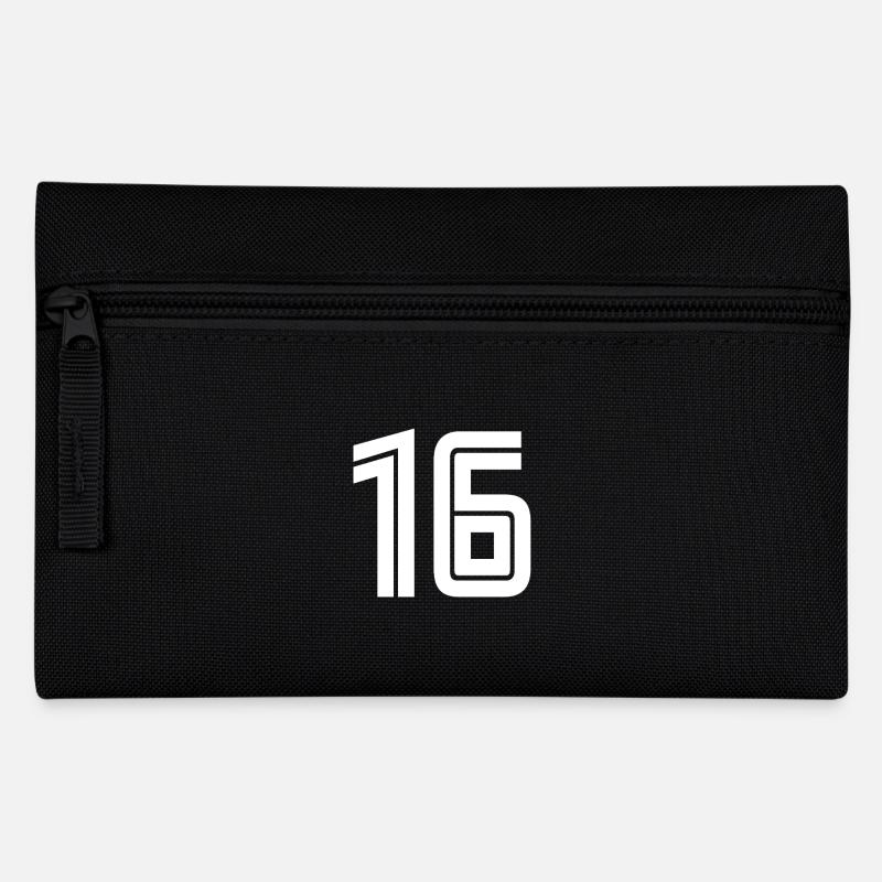Trikotnummer 16 – Geschenk zum 16. Geburtstag - Federtasche - Schwarz