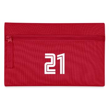 Trikotnummer 21 – Geschenk zum 21. Jubiläum - Federtasche - Rot - Vorne