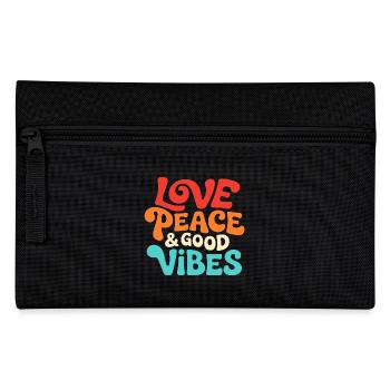 Love Peace & Good Vibe Retro Spruch - Federtasche - Schwarz - Vorne
