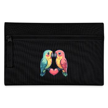 Papagai Paar Liebe Valentinstag - Federtasche - Schwarz - Vorne