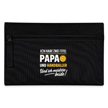 Papa und Handballer Vatertagsdesign - Federtasche - Schwarz - Vorne