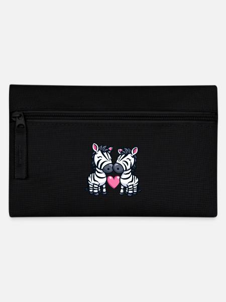 Zebra Paar Liebe Valentinstag - Federtasche - Schwarz