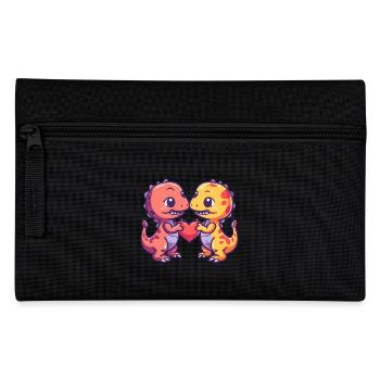 Dinosaure T-Rex Couple Amour Saint Valentin - Trousse - noir - Devant