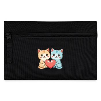 Katze Paar Liebe Valentinstag - Federtasche - Schwarz - Vorne
