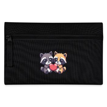 Waschbär Paar Liebe Valentinstag - Federtasche - Schwarz - Vorne