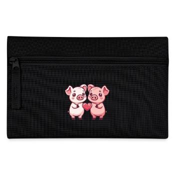 Couple de cochons Amour Truie Saint Valentin - Trousse - noir - Devant