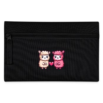 Alpaga Lama Couple Amour Saint Valentin - Trousse - noir - Devant