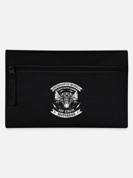 Motorrad Biker Bike alter Mann - Federtasche - Schwarz