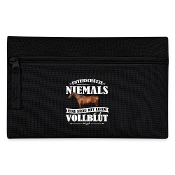 Vollblut Pferde Shirt-UNF - Federtasche - Schwarz - Vorne