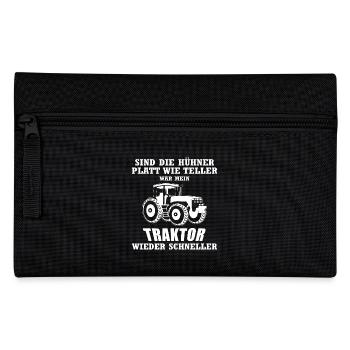 Sind die Hühner Platt wie Teller.. - Geschenk - Federtasche - Schwarz - Vorne