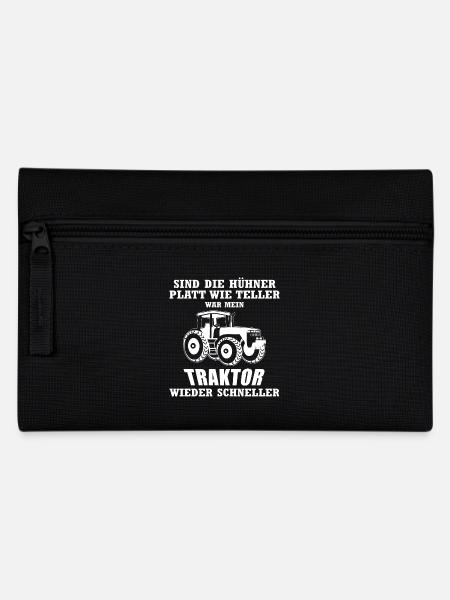 Sind die Hühner Platt wie Teller.. - Geschenk - Federtasche - Schwarz