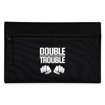 Schriftzug Design "Double Trouble" Fäuste - Federtasche - Schwarz - Vorne