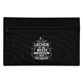 Neu Cooles Shirt LACHEN UND MEDIZIN - Federtasche - Schwarz - Vorne